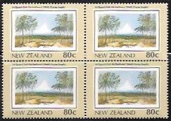 New Zealand #915 MNH Block. Land Painting. Scenery. Mt Egmont from the South