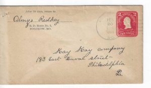 1909 Bolckow Mo Cover W/RD Delivery Route CC