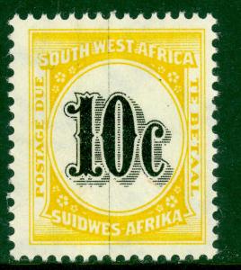 SOUTH WEST AFRICA 1961 10c Postage Due with DR BLADE LINE FLAW Sc J101 MLH