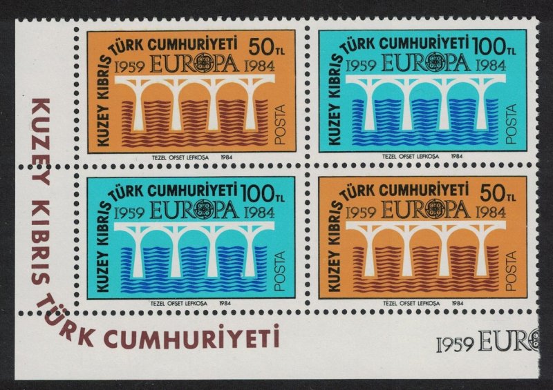 Turkish Cyprus Europa CEPT 25th Anniversary 4v Corner Block SG#148-149 SC#143a