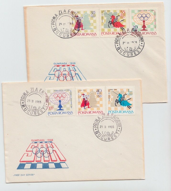 Romania 1966 COVER CHESS OLYMPICS SPORT FIRST DAY POST