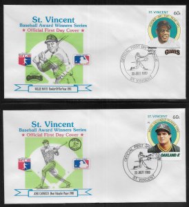 St. Vincent 1224-1226 Baseball set Induvial FDC First Day Cover (27 covers)