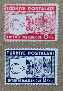 Turkey 1938 Balkan Entente, MNH. SEE NOTE. Scott 785-786, CV $60.00