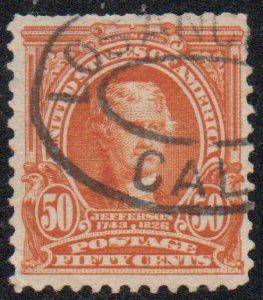 US #310 VF/XF JUMBO used, bright color, 50c Jefferson, Super Fresh Color,   V...