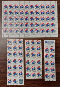 US #3260,67a,68c,69a (33¢) HAT in Full sheet & 3 diff booklets, NH, Face $32.34