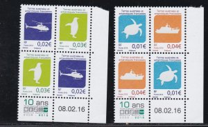 French Southern Antarctic Terr.# 504b-507b, Pairs, Dated 2016, NH