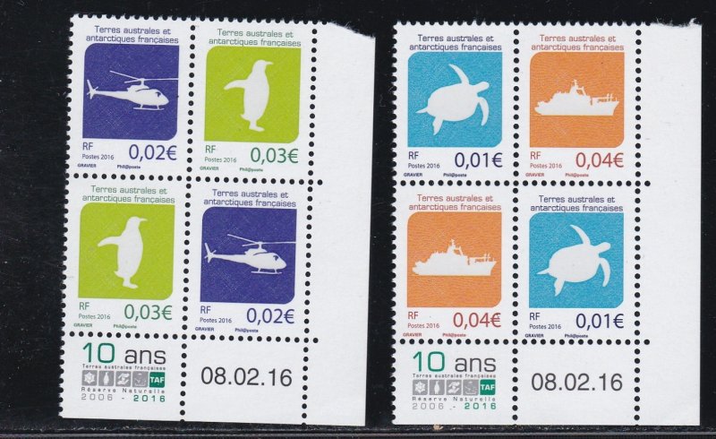 French Southern Antarctic Terr.# 504b-507b, Pairs, Dated 2016, NH