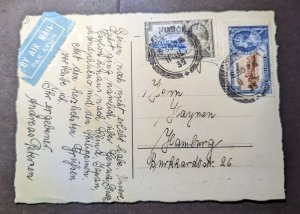 1935 Ceylon Airmail Postcard Cover Colombo to Hamburg Germany