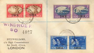 South West Africa Scott 153-155 Printed  Address with some wrinkles.