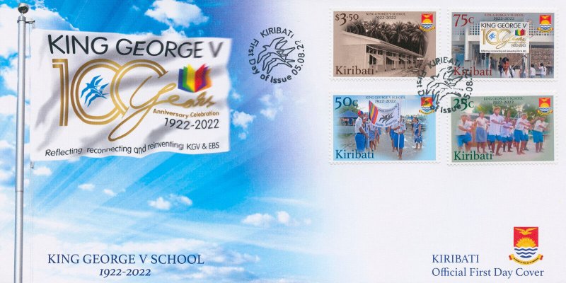 Kiribati 2022 FDC Education Stamps King George V School 100th Anniv 4v Set 