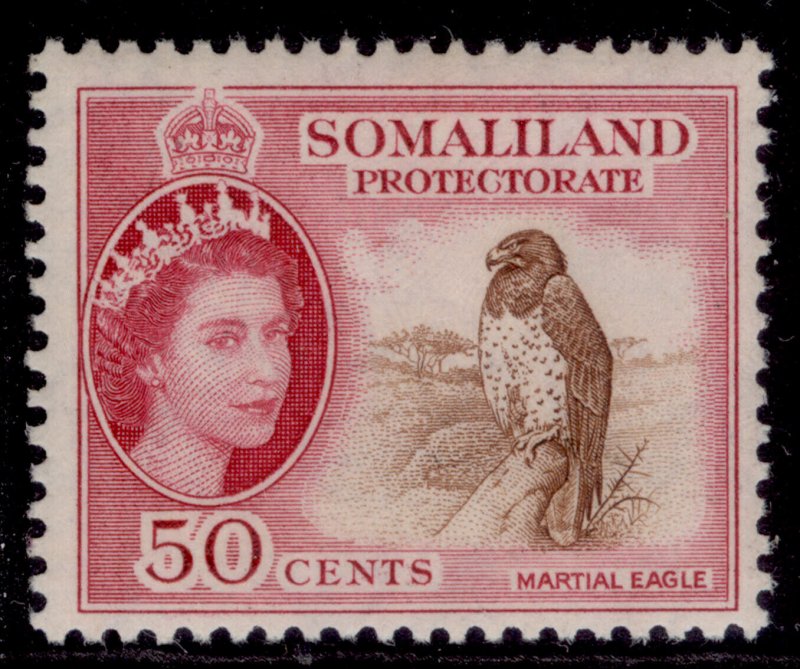 SOMALILAND PROTECTORATE QEII SG143, 50c brown & rose-carmine, LH MINT. Cat £10.
