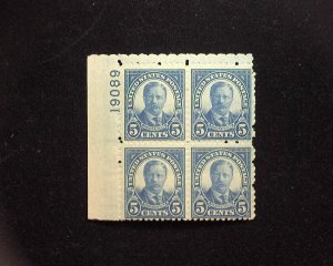 HS&C: Scott #637 5 cent Roosevelt. Plate Block #19089. Mint F NH US Stamp