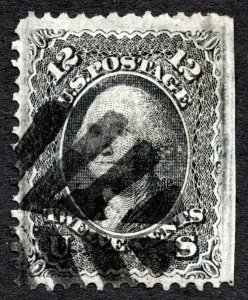 US 1868 12¢ Washington F Grill Stamp #97 Fancy Cancel  Used CV $250