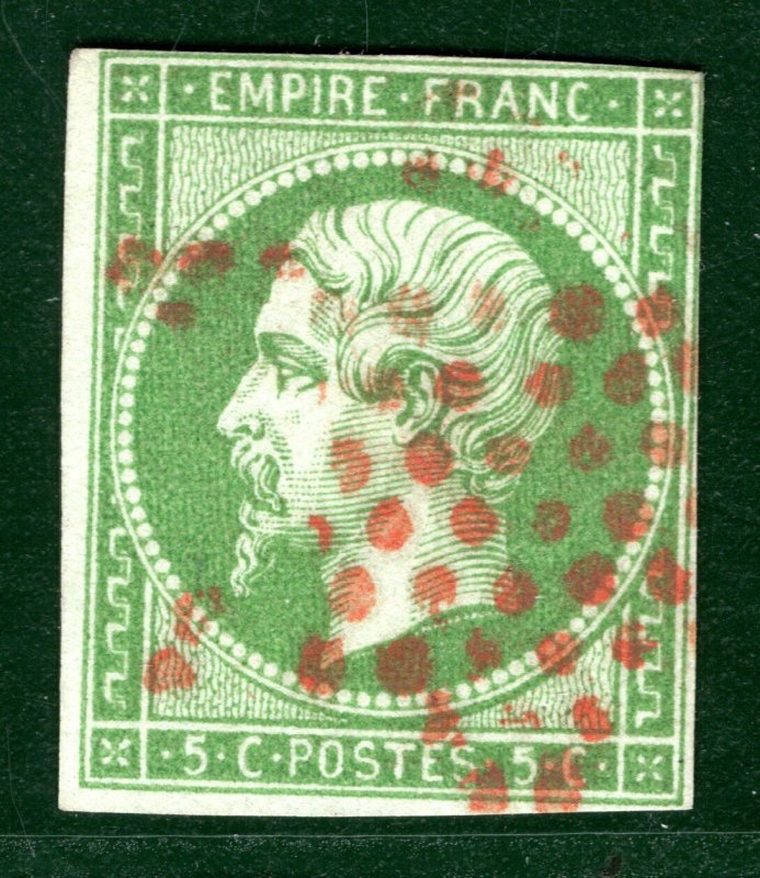 FRANCE Classic Scott.13 5c Green NAPOLEON Used RED *STAR* CANCELLATION SGREEN60