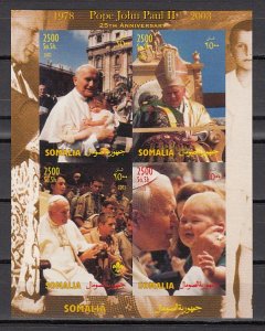Somalia, 2003 Cinderella issue. Pope John Paul II, IMPERF sheet. Scout shown. ^