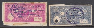 India, Sangli, K&M 65, 67, Type 4 used. 1945-47 Court Fee Revenues, sound, F-VF