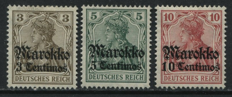 Germany overprinted Morocco 3 to 10 centimos mint o.g. hinged