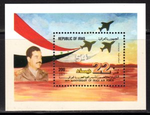 Iraq 1985 Sc#1170 FIGHTER PLANES/FLAG/AIR FORCE/PRESIDENT HUSSEIN S/S (1) MNH