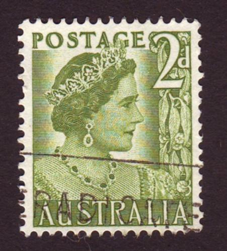 Australia 1951 Sc#231, SG#237 2d Green Queen, Queens, Royalty USED