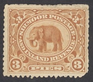 India Sirmoor Sc# 11 MH 1895-1899 3p Elephant