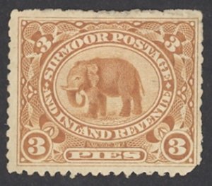 India Sirmoor Sc# 11 MH 1895-1899 3p Elephant