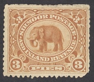 India Sirmoor Sc# 11 MH 1895-1899 3p Elephant