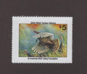 AWTF6 - American Wild Turkey Foundation Stamp. Single. MNH. OG.