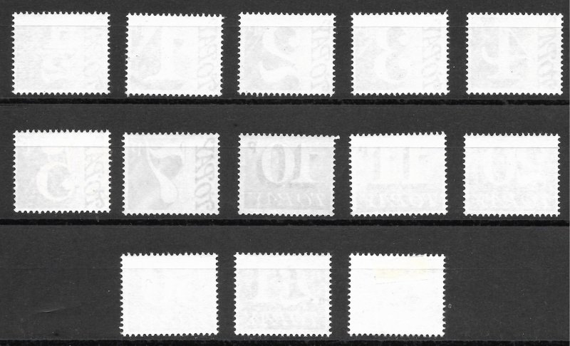 Doyle's_Stamps: MNH British 1970's Postage Due Set #J79** to #J90** w/ Used #J91