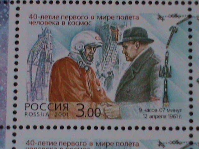 ​RUSSIA-2001-SC#6634C-40TH ANNIVERSARY-MANDED SPACE FLIGHT SHEET -MNH -VF