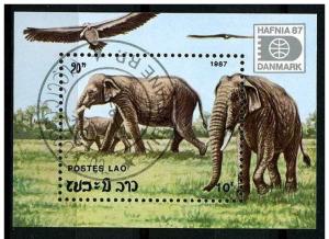 Laos 1987 - Scott 812 sheet of 1 CTO - Elephants 