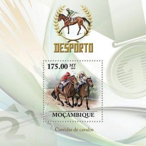 MOZAMBIQUE - 2010 - Horse Racing - Perf Souv Sheet - Mint Never Hinged