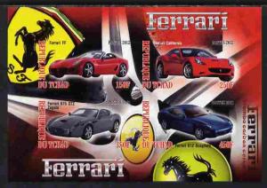 Chad 2012 Ferrari #1 imperf sheetlet containing 4 values ...