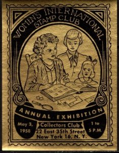 1958 US Poster Stamp Women's International Stamp Club Annual Exhibition MNH