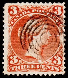 Canada Scott 25 (1868) Used F, CV $40.00 C