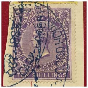 Cape of Good Hope Revenue Stamps : Stamp Duty 10/- & 6d On Piece Good Used