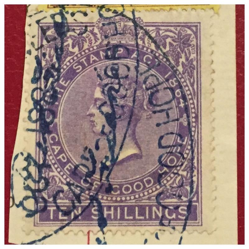 Cape of Good Hope Revenue Stamps : Stamp Duty 10/- & 6d On Piece Good Used