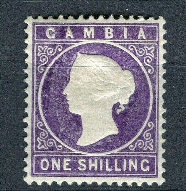 GAMBIA; 1886 classic QV Crown CA issue Mint hinged Shade of 1s. value