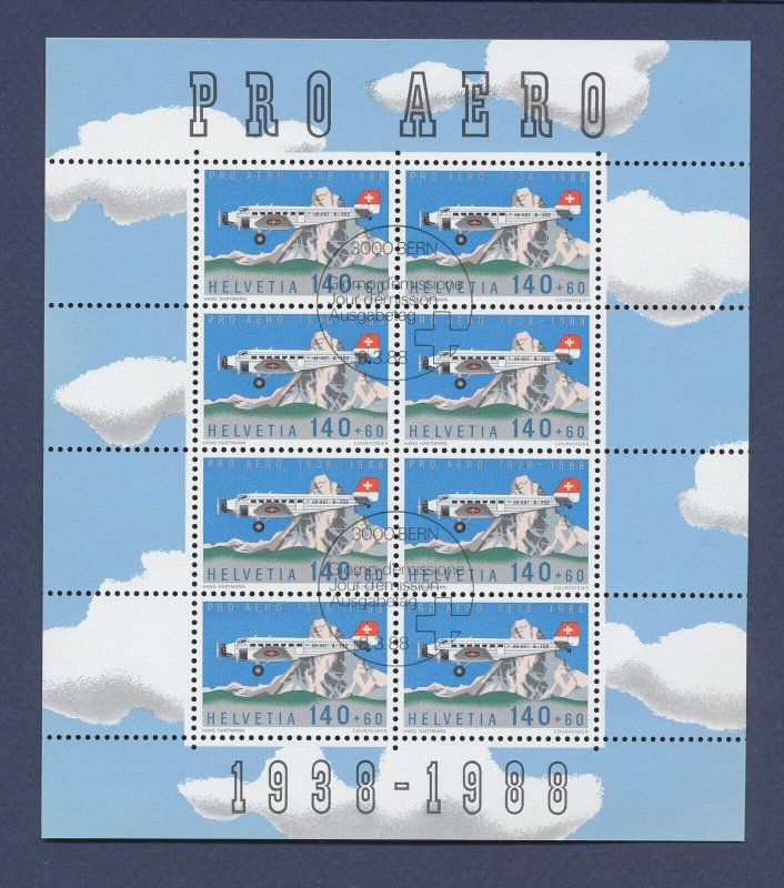 SWITZERLAND -  Scott B541a    - used S/S - Airplane - 1988 --c