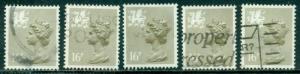 GREAT BRITAIN WALES SG-W43a, SCOTT#  WMMH-29, USED, 5 STAMPS, GREAT PRICE!
