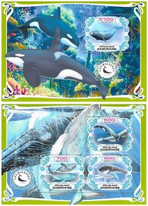 t8, Gabon MNH stamps 2019 marine life whales killer whale orca