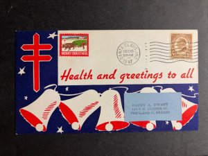 1947 USA Christmas Cover Santa Claus IN to Portland OR Health and Greetings
