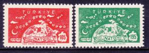 Turkey 1436-37 MNH 1959 Globe & Stars 10th Anniversary of NATO Set VF