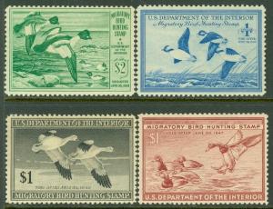 EDW1949SELL : USA 1946-49 Scott RW13-16 Very Fine Mint Never Hinged. Cat $230.