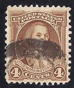 709 4 cent Washington, Polk, Light Brown Stamp used F-VF