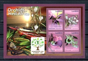 SIERRA LEONE - M/S - 2011 - FLOWERS - ORCHIDS - INTERNATIONAL YEAR OF FORESTS -