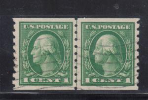 USA #412 Extra Fine Used Line Coil Pair **With Certificate** 