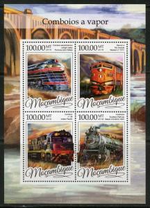 MOZAMBIQUE 2016 STEAM ENGINES  SHEET MINT NH