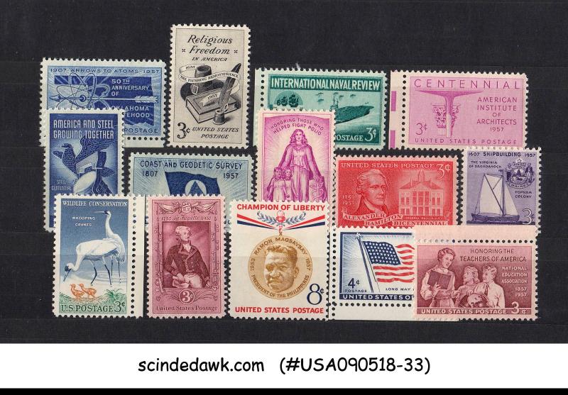 UNITED STATES USA - 1957 COMMEMORATIVES SET COMPLETE SC#1089-99 14V MNH