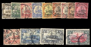 German Colonies, Togo #7-19 Cat$764.25, 1900 3pf-5m, complete set, used, 5m s...