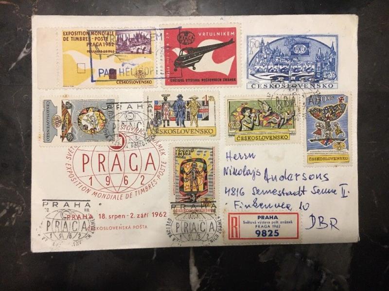 1962 Prague Czech Republic First Day Registered Cover FDC Philatelic Exhibition